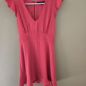 19 Cooper Bright Coral V-Neck Dress